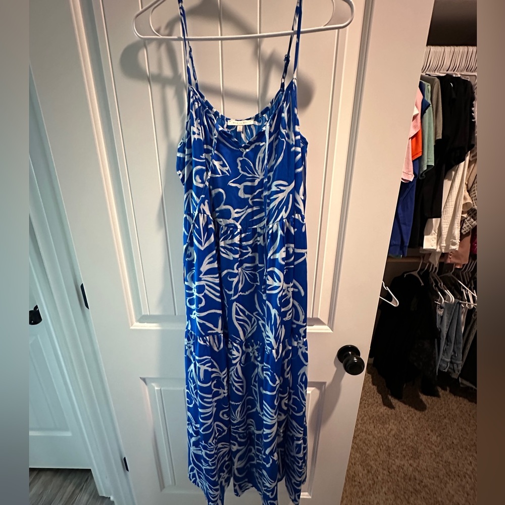Skies are blue tropical dress
